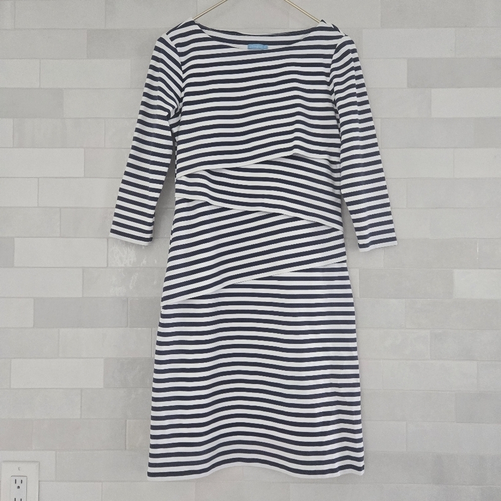 J. McLaughlin Nicola Tiered Layered Wrap Dress 3/4 Sleeve Knee Length Mini Small - Picture 3 of 9